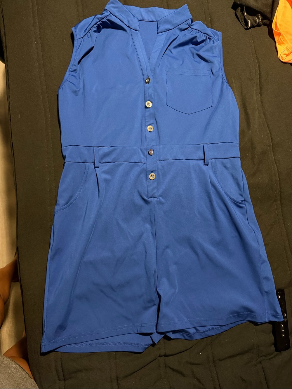 Girls Blue Sleeveless One-Piece Romper